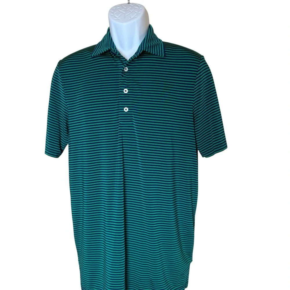 RLX Ralph Lauren Polo Shirt Men's Size SM Striped Green‎ Blue Golf Performance